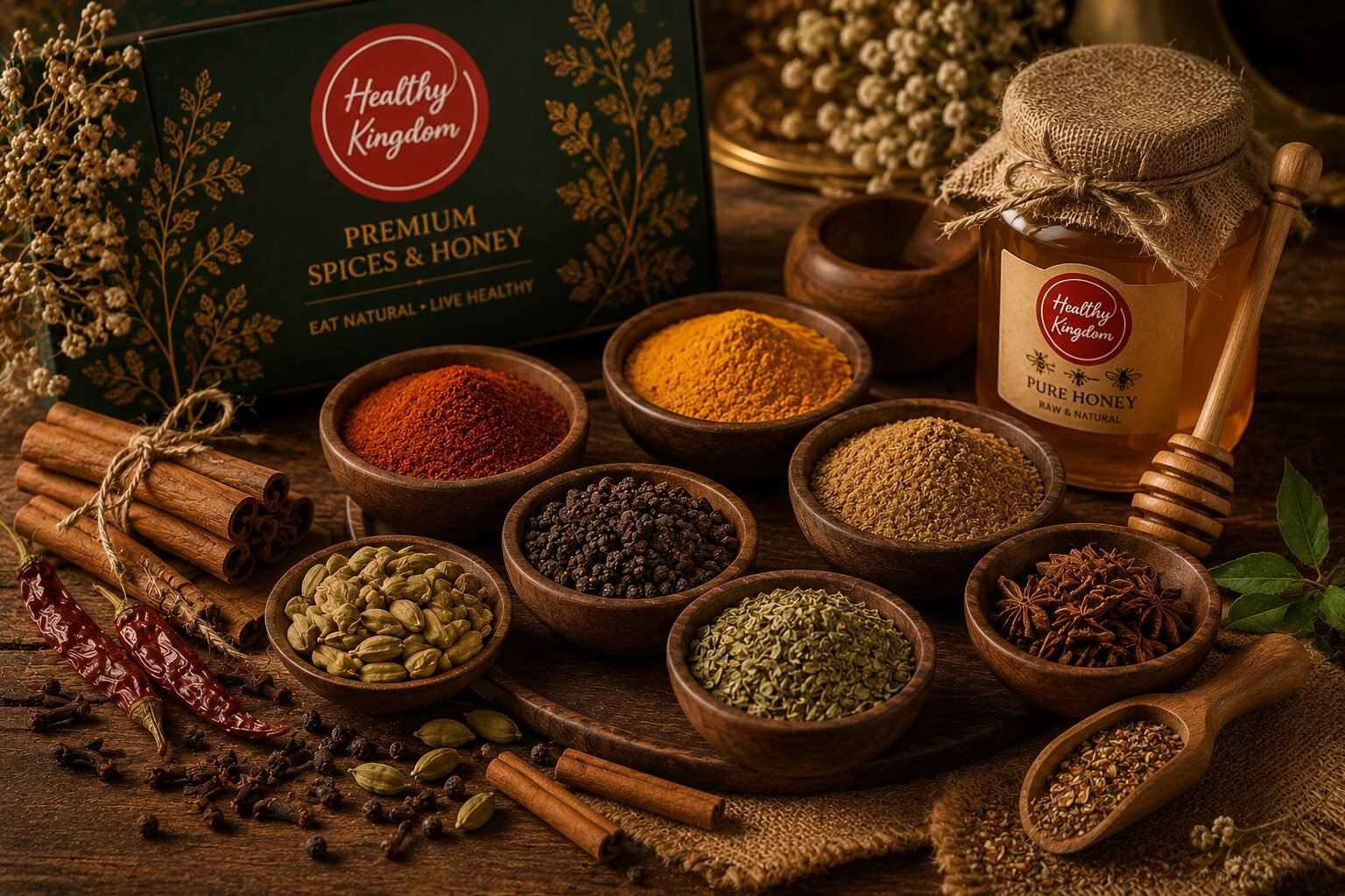 Ground spices and honey